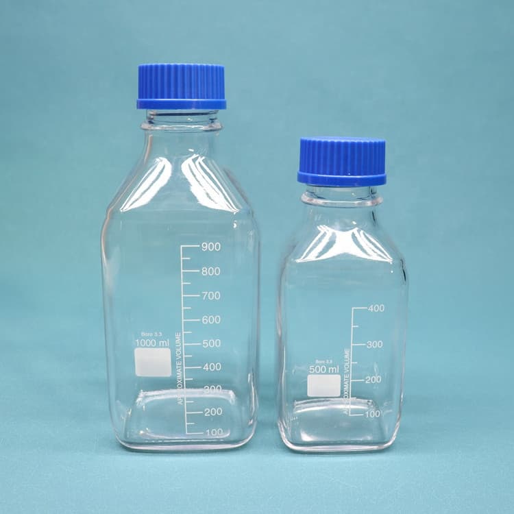 GL45 square bottles easier handle clear